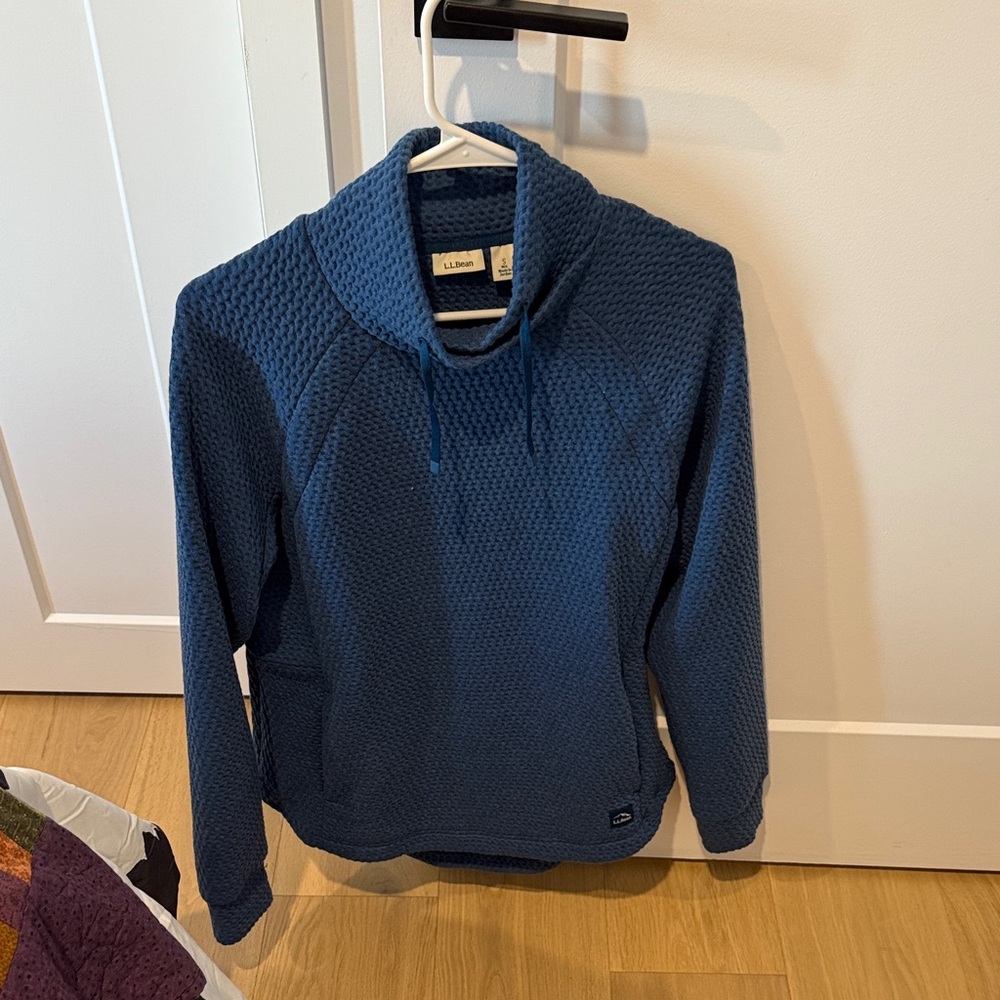 L.L. Bean Textured Cowl Neck Sweater in Deep Blue